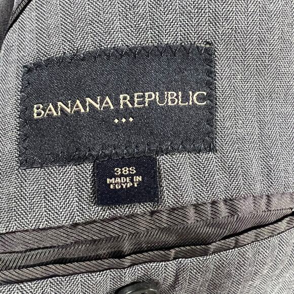 Banana Republic Modern Fit Gray Herringbone Wool-Blend Suit 30x30 38S - Picture 3 of 16